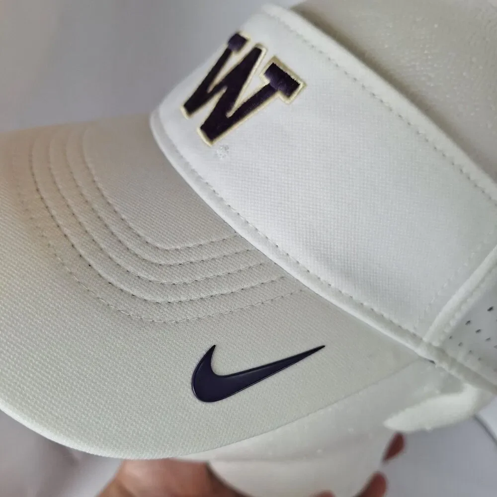 Nike Dri-Fit Washington Huskies Adjustable White Purple Visor Hat Football